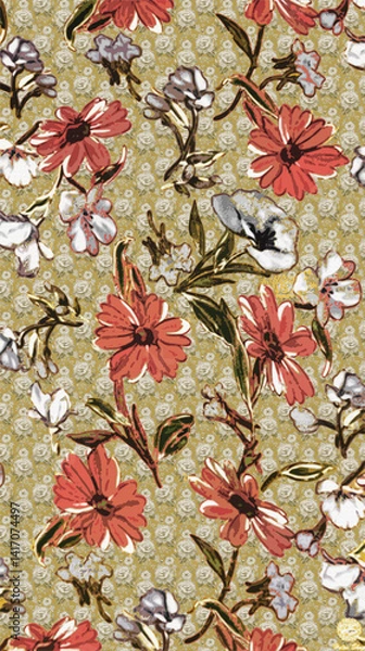 Fototapeta Botanical All Over Design with Soft Texture and Colors