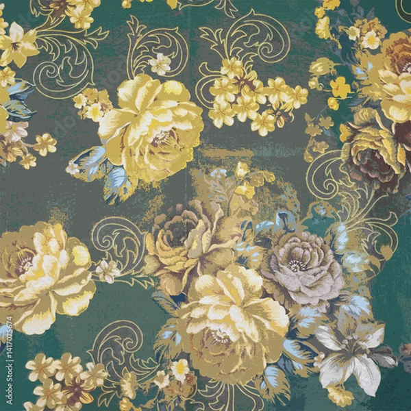 Fototapeta Botanical All Over Design with Soft Texture and Colors