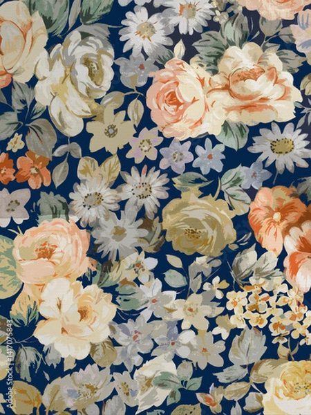 Fototapeta Botanical All Over Design with Soft Texture and Colors