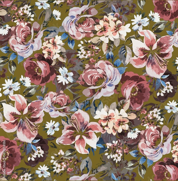 Fototapeta Botanical All Over Design with Soft Texture and Colors