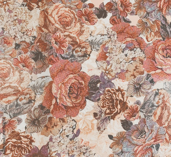 Fototapeta Botanical All Over Design with Soft Texture and Colors