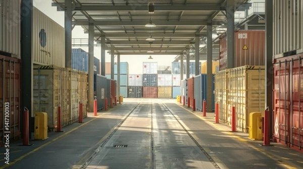 Fototapeta A container inspection area with security protocols in place