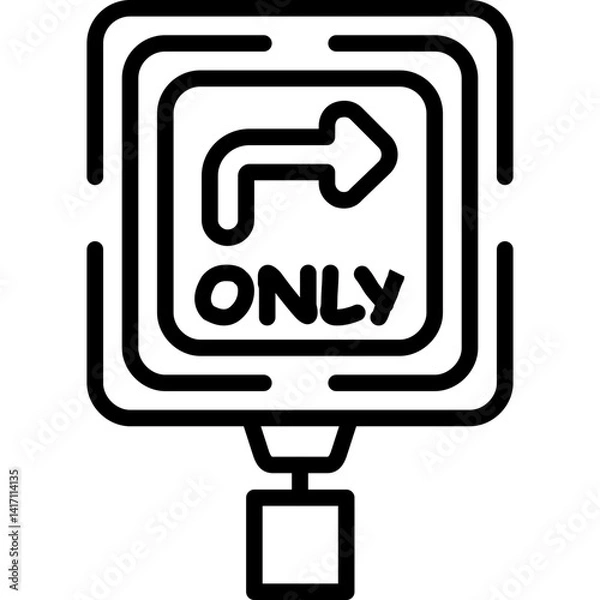 Obraz Right Lane Must Turn Right Icon