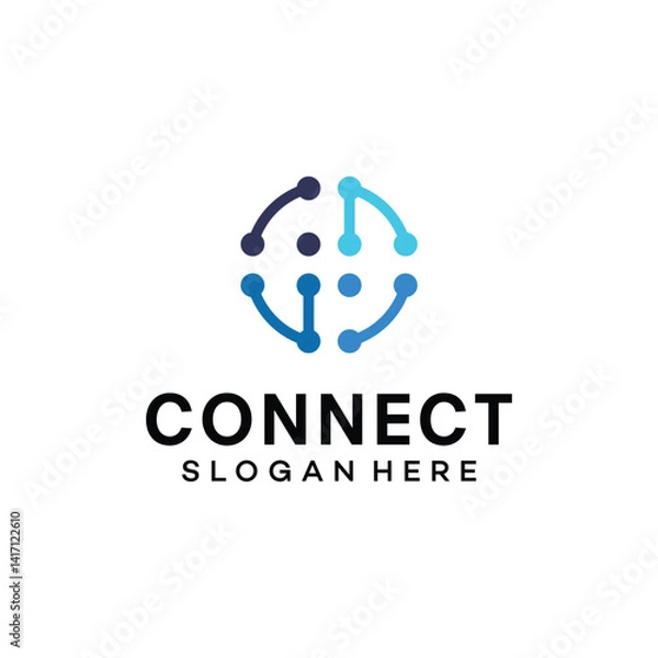 Fototapeta digital connect logo vector icon illustration