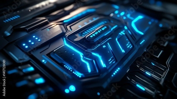 Obraz Futuristic circuit board design digital art technology abstract close-up innovation