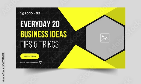 Fototapeta Trendy business idea tips and tricks video thumbnail banner design, product business techniques, fully editable vector eps 10 file format