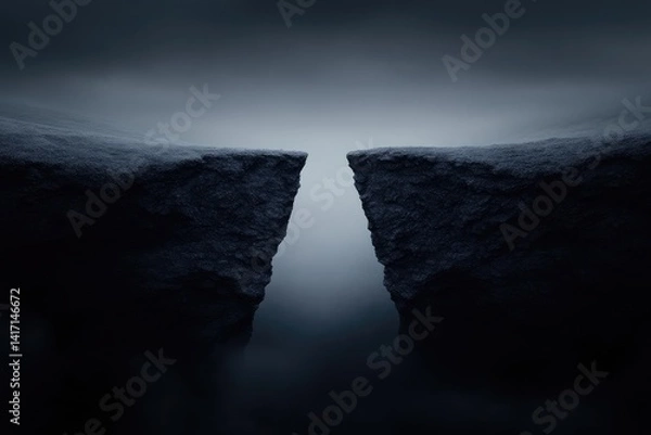Obraz Dark chasm between two massive rocks