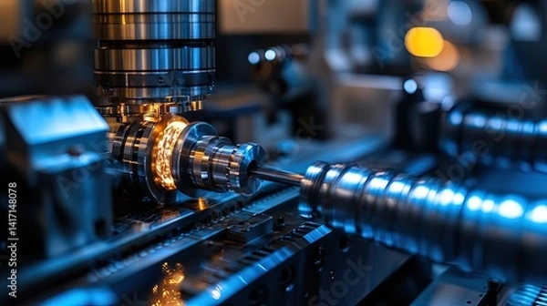 Fototapeta Precision Machining Process in Modern Factory