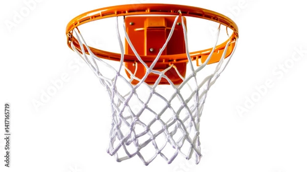 Fototapeta Basketball hoop with net isolated on transparent background
