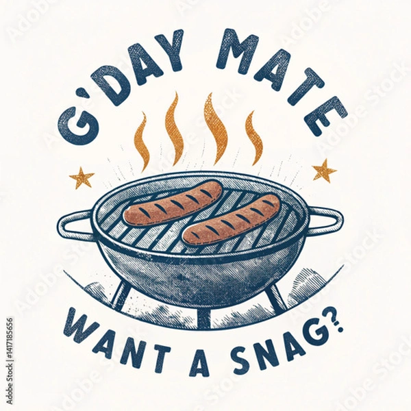Obraz G'day Mate Text Design for T-Shirts – Aussie Slang Vector Graphic