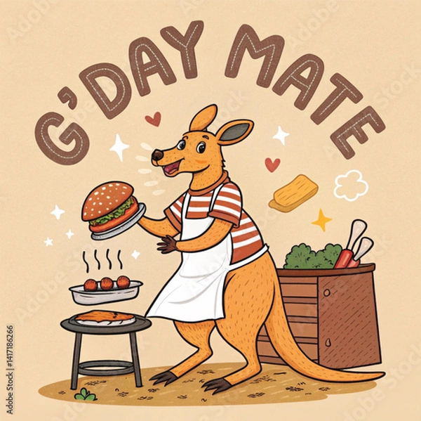 Obraz G'day Mate Text Design for T-Shirts – Aussie Slang Vector Graphic