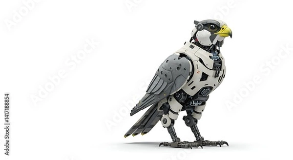 Fototapeta Robotic falcon bird robot animal artificial intelligence ai technology futuristic design concept art