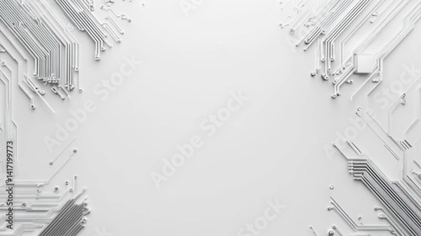 Obraz Abstract white circuit board background with copy space.