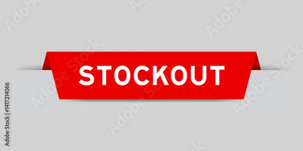 Fototapeta Red color inserted label with word stockout on gray background