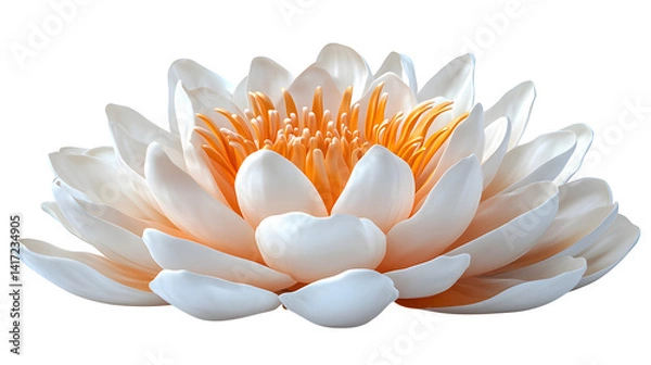 Obraz golden lotus bloom with detailed symmetry, isolated on white background