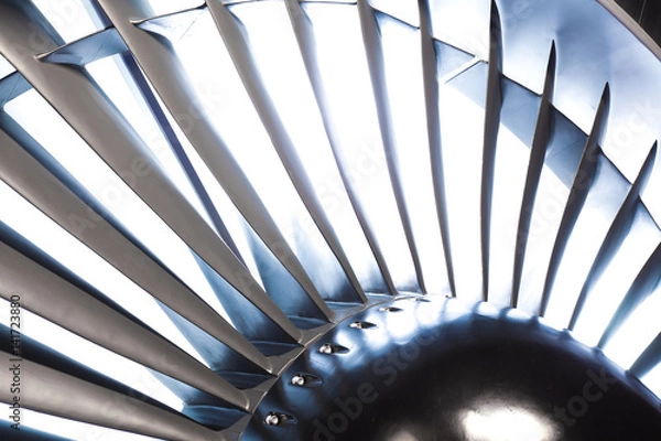 Obraz Jet engine turbine blade airplane of background