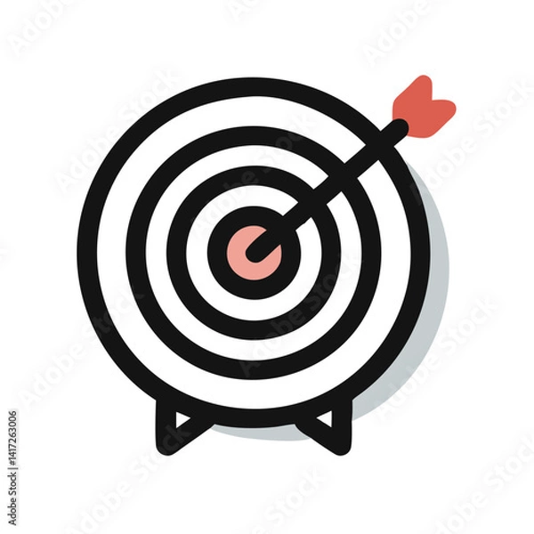 Fototapeta Arrow hitting the bullseye target for achieving goals