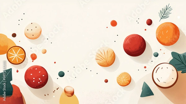 Fototapeta Abstract Fruit and Dots Festive Layout