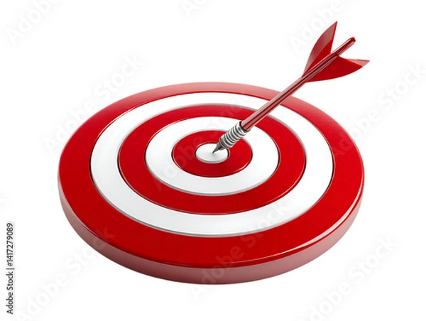 Obraz Red dart hitting the center of a target.