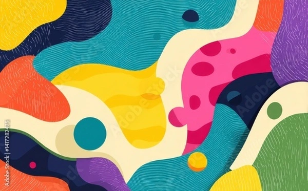 Fototapeta Vibrant abstract artwork featuring a dynamic interplay of colors and organic shapes. A feast for the eyes!