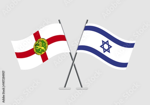 Obraz Alderney and Israel vector flags with design for political themes