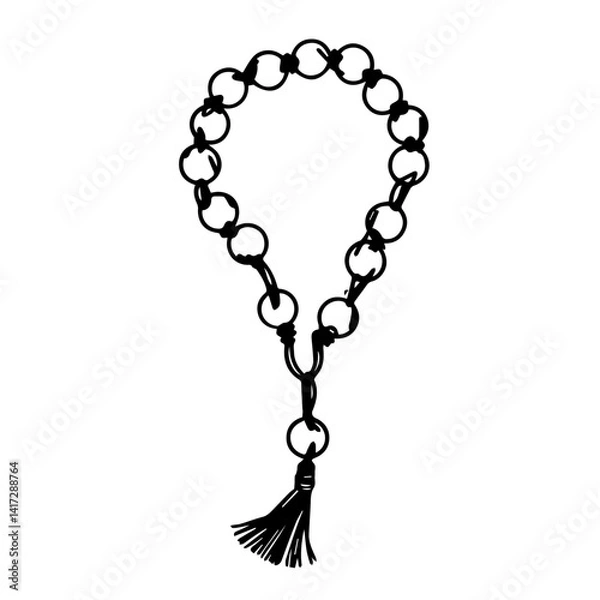 Fototapeta Stylish black bracelet with tassel on a minimalist background  