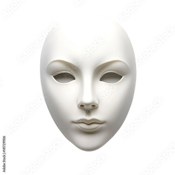 Fototapeta A blank, white mask with facial features, suitable for a theatrical performance.