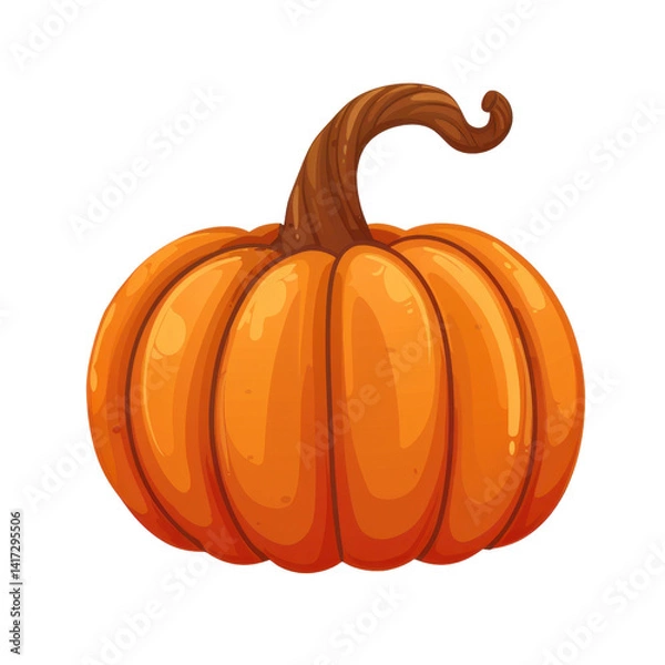Obraz vibrant orange pumpkin with curved stem, showcasing its smooth texture and rounded shape, perfect for autumn decorations and Halloween themes