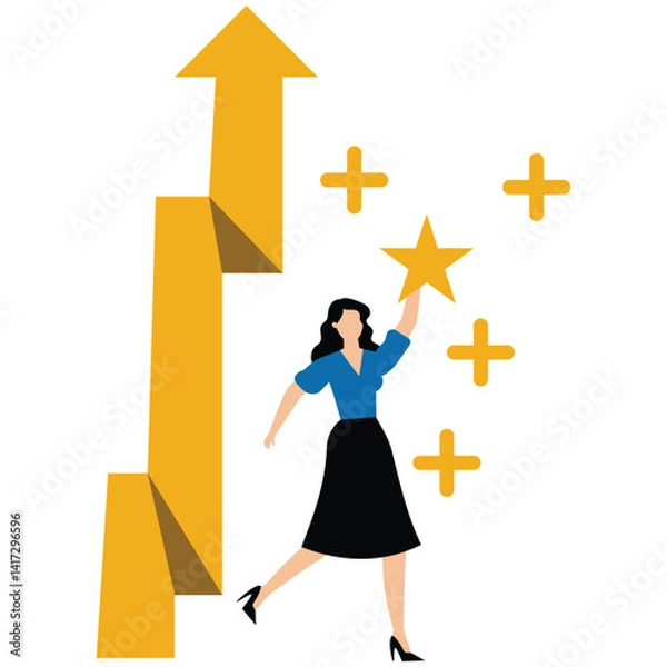 Fototapeta Businesswoman hold star value with plus sign representing value added growth