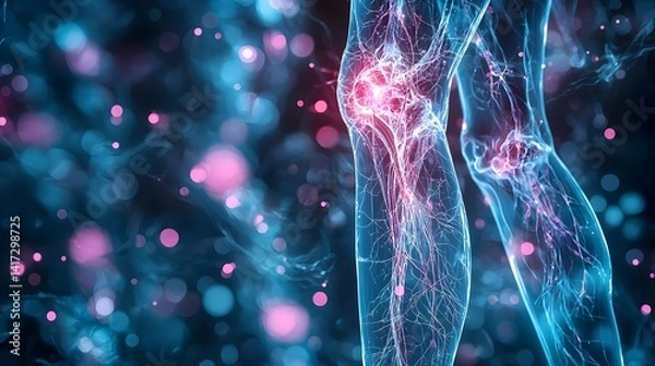 Fototapeta Sciatic Nerve Compression Glowing Fractal Visualization of Circulatory Impact