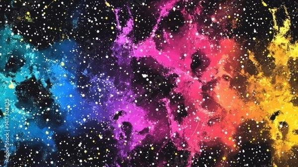 Obraz Vibrant rainbow nebula of space, speckled with stars.