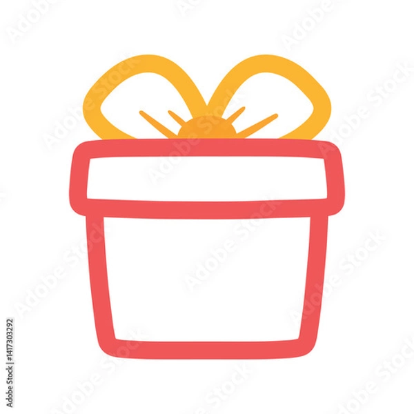 Obraz Hand Drawn Pink Gift Box in Line Art Clipart Icon Animated Vector for Celebration Surprise and Shop Box Vector Illustration
