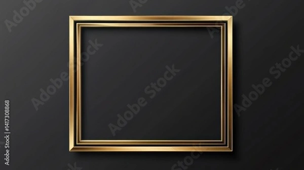 Obraz Gold Frame Design isolate on transparent background. Luxury and minimal style for wedding invite border and typography decoration - Vector hy per realistic