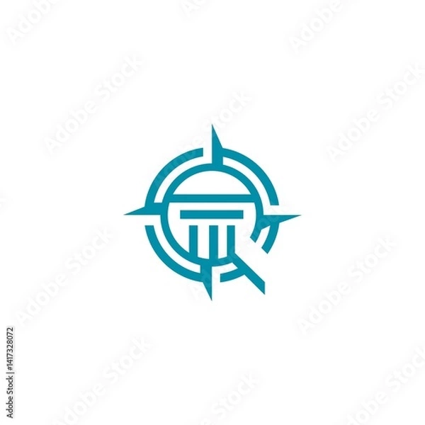 Fototapeta Law compass vector logo template design