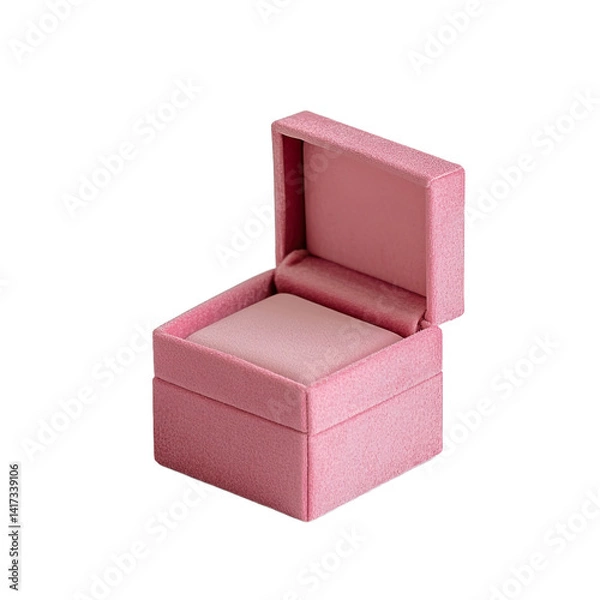 Fototapeta A light pink velvet ring box, open and ready for display.