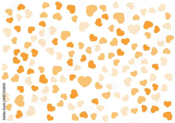 Fototapeta ハート柄の背景 橙系の3色 ハート