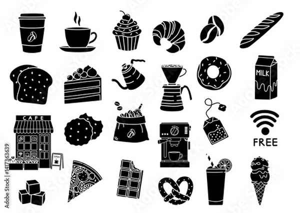 Obraz set of vector icons of food cafe