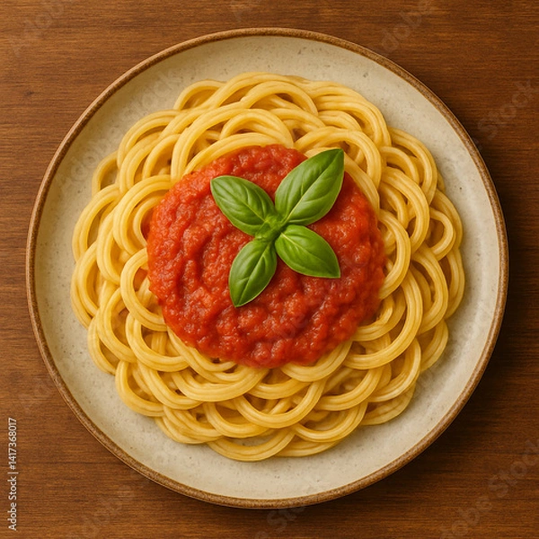 Obraz spaghetti with tomato sauce and basil