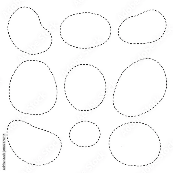 Obraz 手描きの点線テキストフレームセット