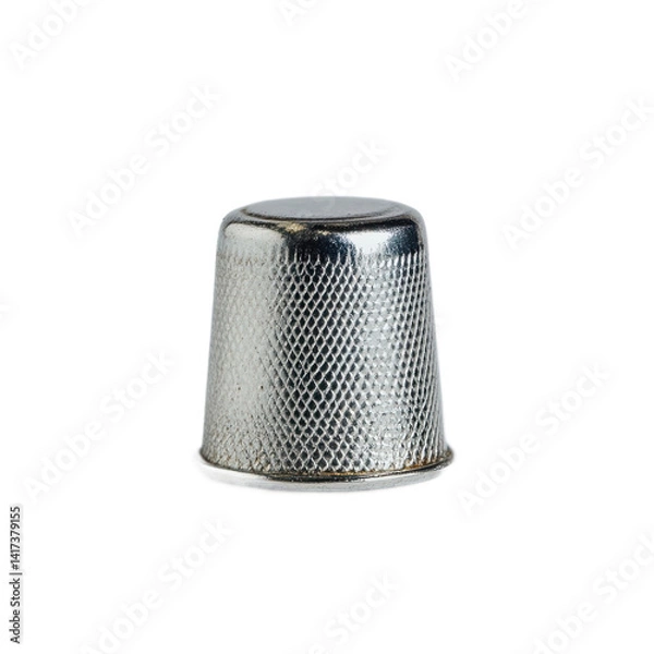 Fototapeta A small, round, textured, metallic thimble for protecting the finger while sewing.