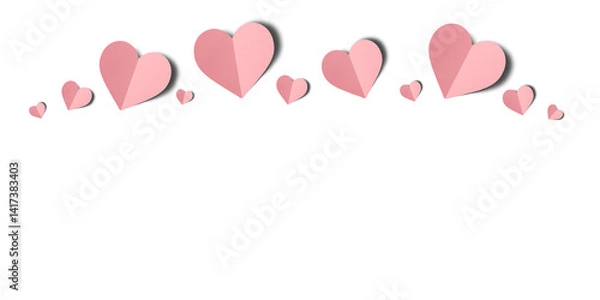 Obraz pink paper hearts isolated on transparent background. Valentine's day.