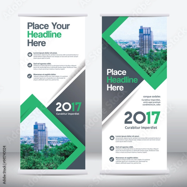 Fototapeta City Background Business Roll Up Design Template.Flag Banner Design. Can be adapt to Brochure, Annual Report, Magazine,Poster, Corporate Presentation,Flyer, Website