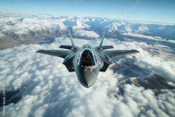 Obraz A powerful fighter jet soars through the sky. Generative AI
