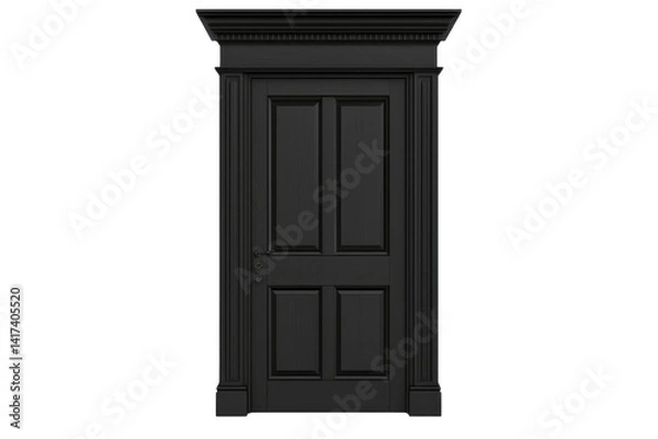 Fototapeta Ornate Dark Door Frame isolated on PNG transparent background, cut out