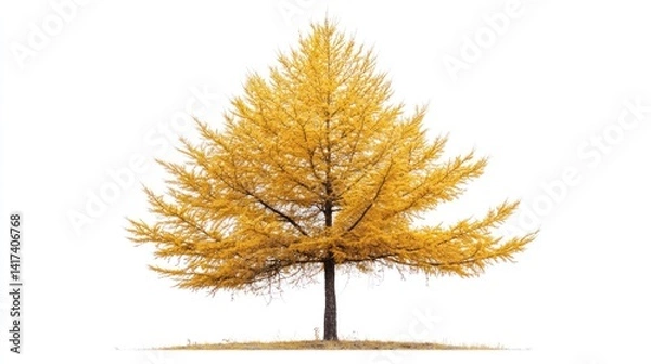 Obraz Golden larch tree against a white background