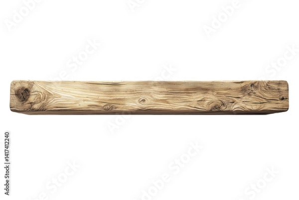 Obraz Wooden beam texture isolated on PNG transparent background, cut out