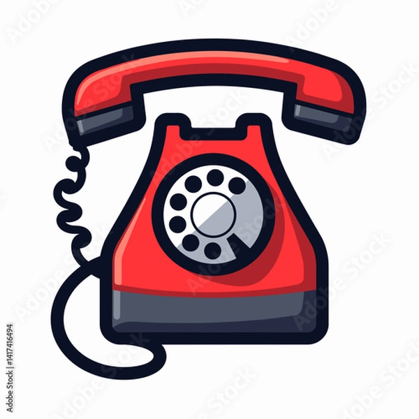 Obraz Retro red telephone on white background