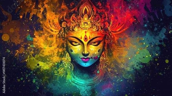 Obraz ma durga face expression in colourfull background