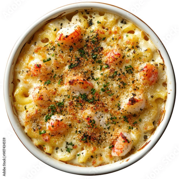 Obraz Creamy seafood pasta isolated on PNG transparent background, cut out