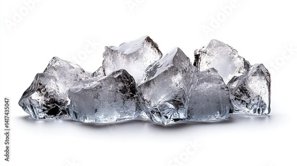 Obraz High-resolution images of pristine ice shards isolated on a stark white background for clarity. --